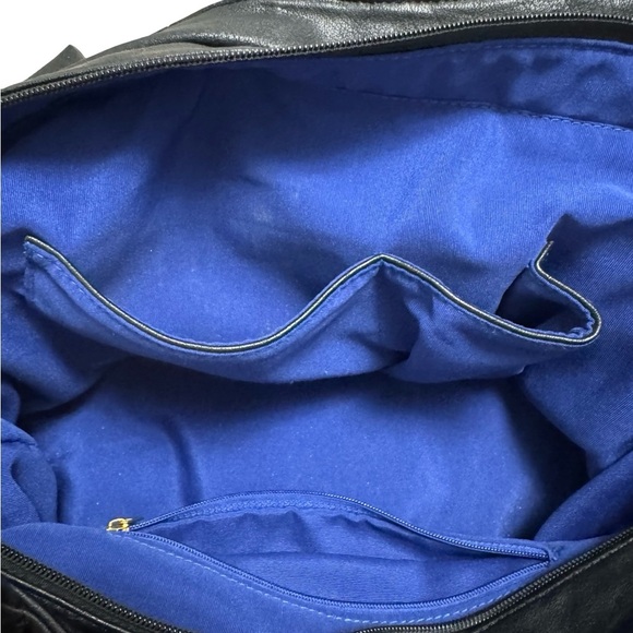 JustFab Black Faux Leather Satchel Bag with Gold Hardware - Picture 6 of 8